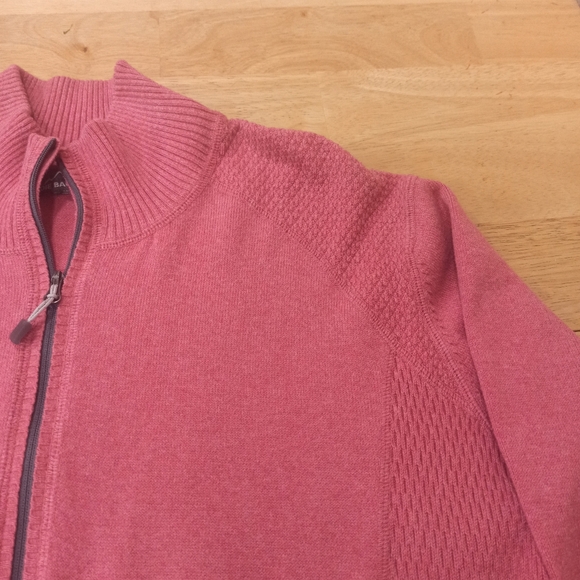 .Eddie Bauer Sweater Mens L Soft Red Quarter Zip Cable Knit Pullover Preppy - Picture 5 of 16